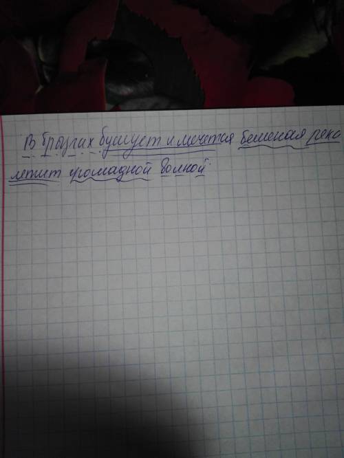 Синтаксический разбор предложения в брызгах бушует и мечется бешеная река летит громадой волн. заран