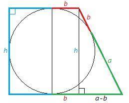 Окружность, вписанная в прямоугольную трапецию, делит точкой касания большую боковую сторону на отре