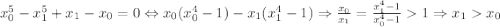 x_{0}^{5}-x_{1}^{5}+x_{1}-x_{0}=0 \Leftrightarrow x_{0}(x_{0}^{4}-1)-x_{1}(x_{1}^{4}-1) \Rightarrow \frac{x_0}{x_{1}}=\frac{x_{1}^{4}-1}{x_{0}^{4}-1}1 \Rightarrow x_{1}x_{0}