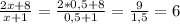 \frac{2x+8}{x+1}=\frac{2*0,5+8}{0,5+1}=\frac{9}{1,5}=6