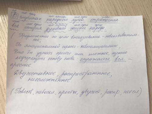 Синтаксический разбор предложения : в глубинах народного языка отражается вся духовной жизни народа 