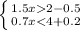 \left \{ {{1.5x2-0.5} \atop {0.7x<4+0.2}} \right.