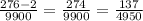  \frac{276 - 2}{9900} = \frac{274}{9900} = \frac{137}{4950} \\ \\ 