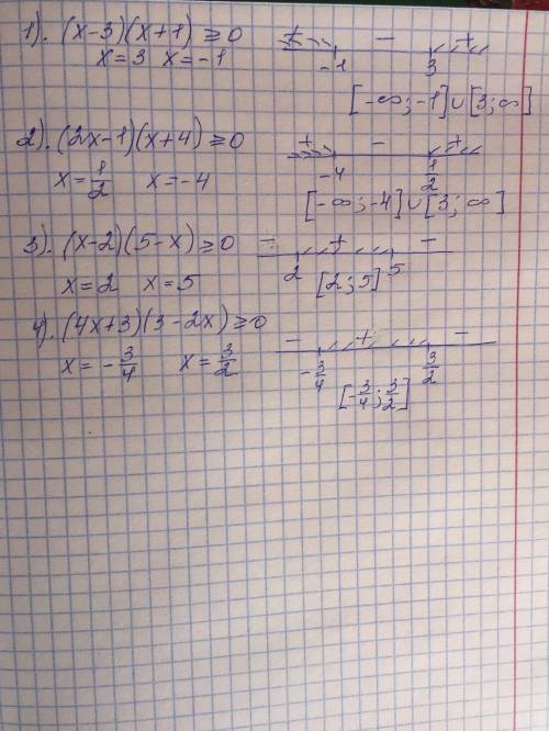 Найдите область определения функции: 1) y = корень(x – 3)(х + 1); 3) y =корень (х – 2)(5 – х); 2) y 