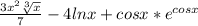 \frac{3x^2\sqrt[3]{x}}{7 }-4lnx+cosx*e^{cosx}