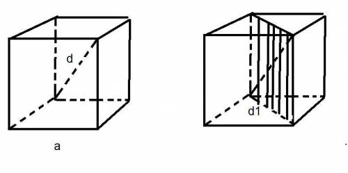 1) найдите объем куба если его диагональ равна 3√3 см.2) найдите объем куба если площадь его диагона