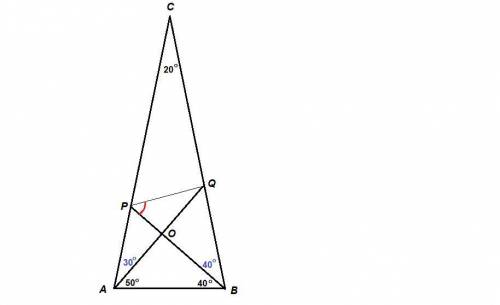 Вравнобедренном треугольнике abc с основанием abугол при вершине с равен 20 градусов. на сторонах ac