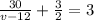  \frac{30}{v - 12} + \frac{3}{2} = 3