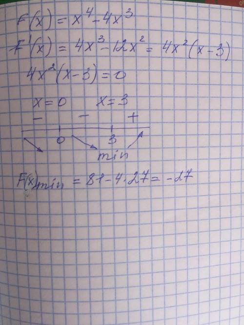 F(x)=x^4-4x^3 екстремуми функції. іть ​