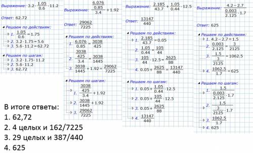 3,2•1,05/0.6 x 11.2 ; 6.076/0,85: 3.4+1.92; 2.185: 43.7+1.05/0.44 x 12.5 ; (4.2-2.7): 0.003/2.125: 1