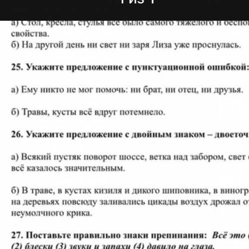 Укажите предложение с пунктуационной ошибкой, 25 номер. ОЧЕНЬ