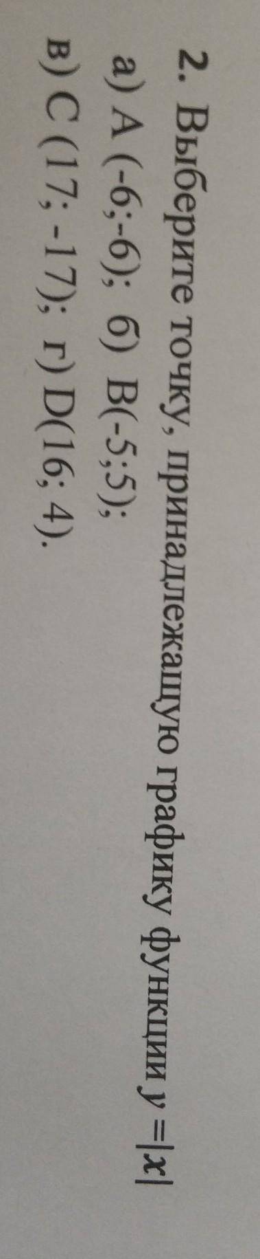 Выберите точку принадлежащую графику функции y=|x|​