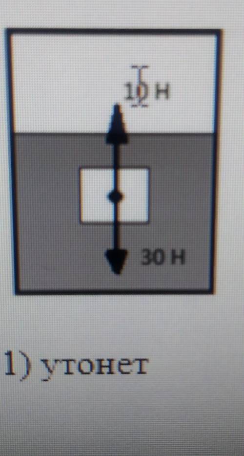 Как будет вести себя тело, изображенное на рисунке1. утонет2. всплывёт3. будет плавать внутри жидкос