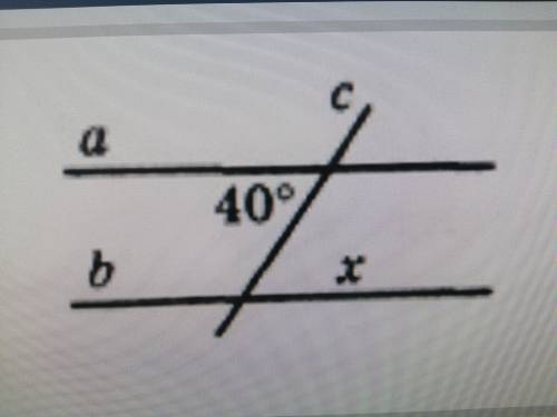 Какой должна быть Градусная мера угла x, что бы прямые a и b, изображённе на рисунке, были паралельн
