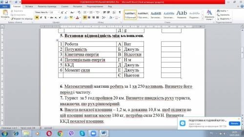 Контрольна робота з фізики 7 класс Підсумкова