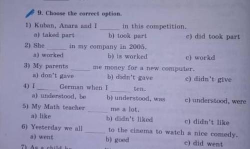 Pris1) Kuban, Ahara and Icompetitiona taxed part b) took partolid tookpart(2) Shein my company in 20