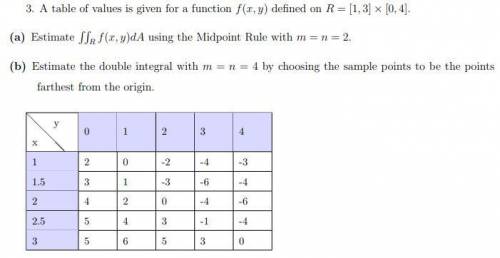 Таблица значений дана для функции f (x, y), определенной на R = [1, 3] × [0, 4]