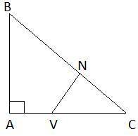 Дан прямоугольный треугольник ABC.∢A=90°,VN⊥BC,NV= 10 м,NC= 8 м,AC= 16 м.Вычисли AB.Сначала докажи