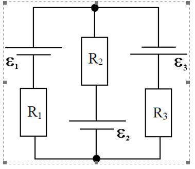 В схеме, представленной на рисунке, ЭДС источников E1=12 В, E2=20 В, E3=15 В и сопротивления R1=100