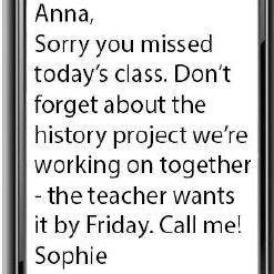 Choose the correct answer. Why did Sophie write this message? to check if Anna has completed her ho