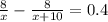 \frac{8}{x} - \frac{8}{x+10}=0.4