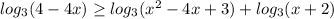 log_{3} (4-4x)\geq log_{3} (x^{2}-4x+3)+log_{3} (x+2)