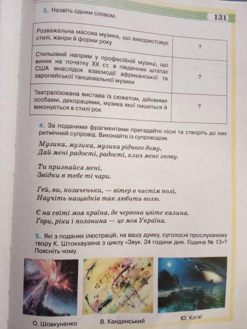 Пліс треба дуже по темі мюзикл, в 4 завданні тільки назви пісень