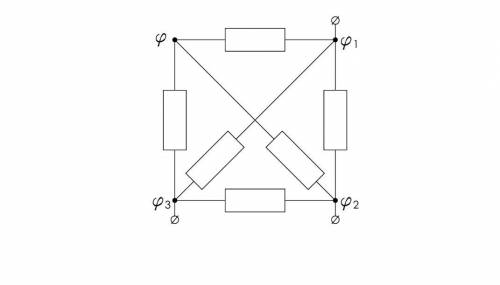 Определите значение потенциала φ узла фрагмента электрической цепи, состоящей из одинаковых резисто