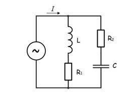 В цепи как показано на схеме, подключены катушка, конденсатор и два резистора. Напряжение источника