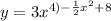 y=3x^{4) - \frac{1}{2} x^{2} +8