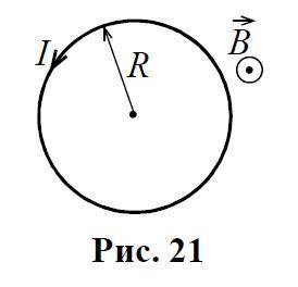 Проволочное кольцо радиусом R с током I помещено в однородное магнитное поле с индукцией B . Плоско