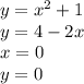 y=x^2+1\\y=4-2x\\x=0\\y=0