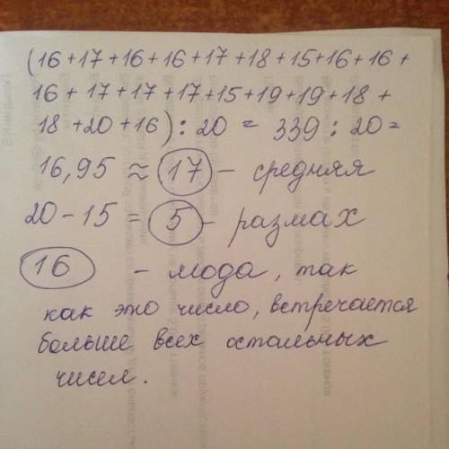 Данные о возрасте случайно отобранных студентов первого курса оказались следующими:16, 17, 16, 16, 1