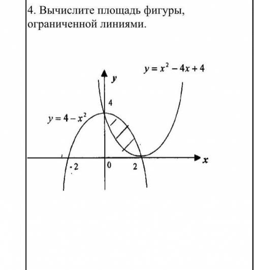 Вычислите площадь фигуры , ограниченной линиями .(С ходом работы ) ​