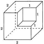 Найдите объем многогранника, изображенного на рисунке, все двугранные углы которого прямые. Размеры