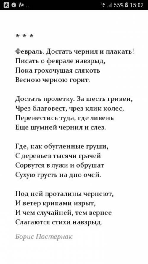 Ваши впечатления о стихотворении. «Февраль. Достать чернил и плакать».