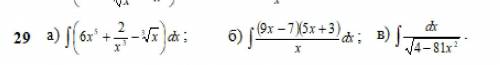 найти неопределенные интегралы непосредственным интегрированием.