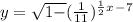 y=\sqrt{1-}(\frac{1}{11})^\frac{1}{2}^x^-^7