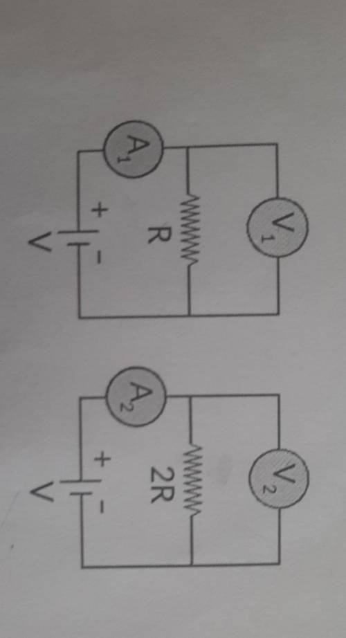 На рисунке показаны две схемы подсоединены к источнику тока с одинаковыми напряжениями U. в первой