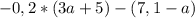 -0,2*(3a+5)-(7,1-a)