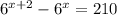 6 {}^{x + 2} - 6 {}^{x} = 210