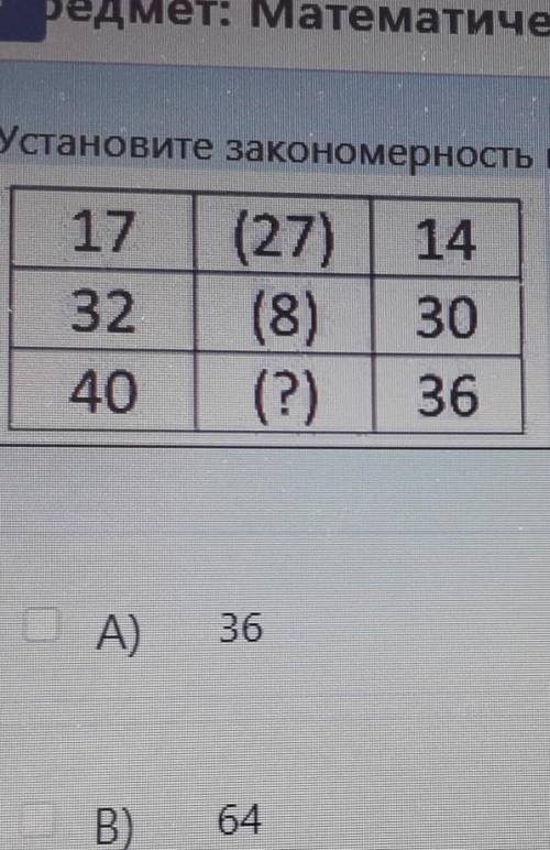 Установите закономерность и замените вопросительный знак числом​