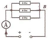 Определите показания амперметра, если напряжение на клеммах источника равно 10В. Выберите один отве