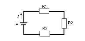 В цепи, изображенной на рисунке, R1=4 Ом, R2=3 Ом, R3=12 Ом, E=16 В. Определить: а)полное сопротивл