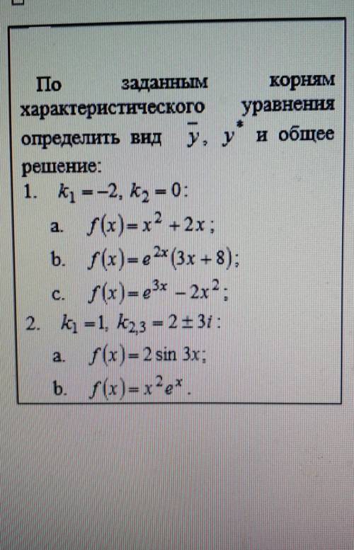 По заданным корням характеристического уравнения определить вид ​