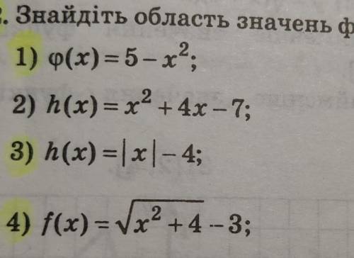 с алгеброй 10 класс, примеры 1,3,4,найти область значений функции​