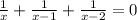 \frac{1}{x}+\frac{1}{x-1}+\frac{1}{x-2}=0