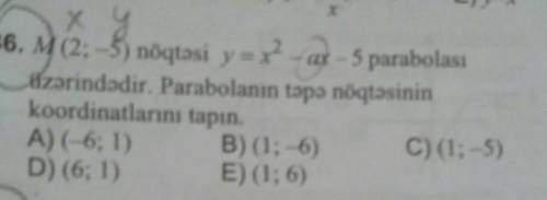 M(2;-5) точка находится на параболе.Найдите вершину пароболы пишите открыт​