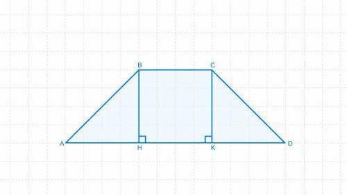 В равнобедренной трапеции ABCD известно, что наименьшее основание BC равно 7, а высота BH равна 3. У