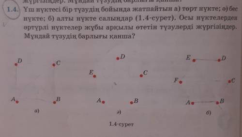 А) четыре точки, три точки которых не лежат на одной прямой; б) пять точка; б) Нарисуйте шесть точек